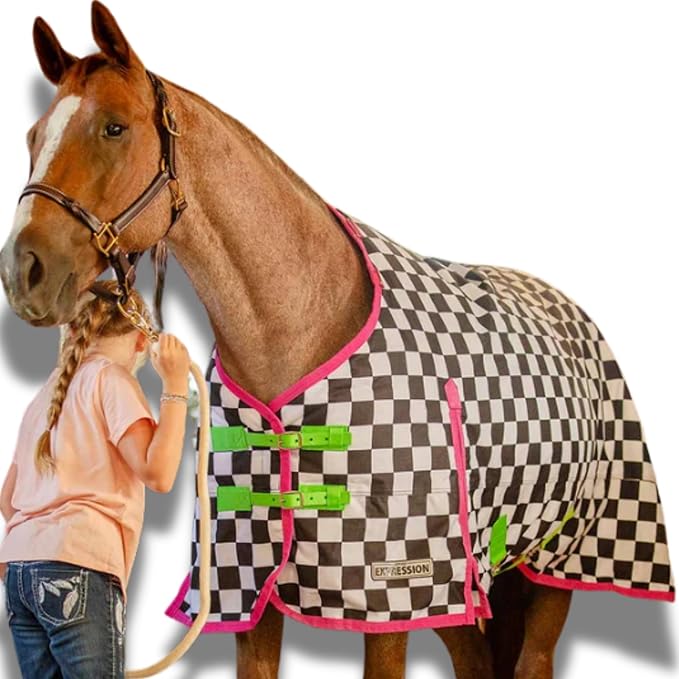 Jeffers Expression 1200 Denier Standard Neck Turnout Sheet, Skater Cowgirl, 87"- Waterproof, Breathable Horse Sheet with 0g Polyfill, No Insulation - Ideal Protection for Wind & Rain, Light Weight