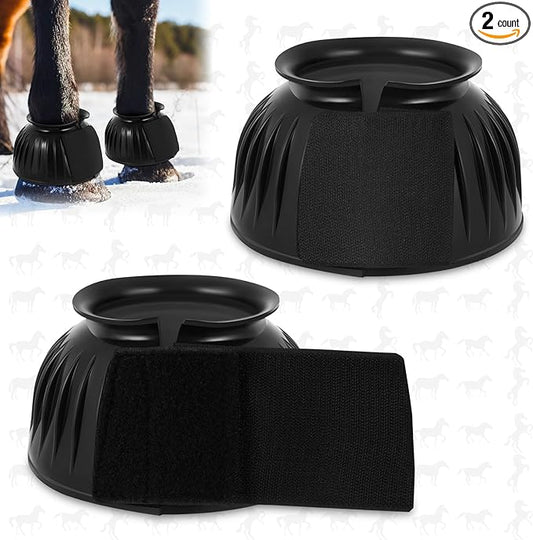 Abbylike Bell Boots for Horses 1 Pair/2 Pair Available, Protect Against Hoof Impact Trauma, Rubber Bell Boots Horse Care for Turnout, No Rub Design Wrap Hook and Loop