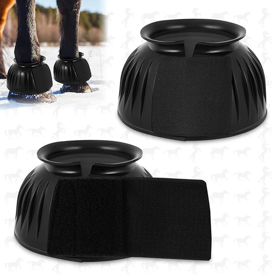 Abbylike Bell Boots for Horses 1 Pair/2 Pair Available, Protect Against Hoof Impact Trauma, Rubber Bell Boots Horse Care for Turnout, No Rub Design Wrap Hook and Loop