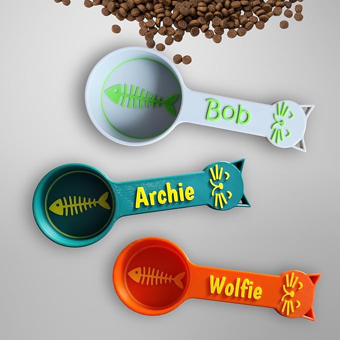 Personalized Cat Food Scoop, Cat Food Measuring Cup with Name, Kibble Scoop (12 oz - 1 1/2 cups)