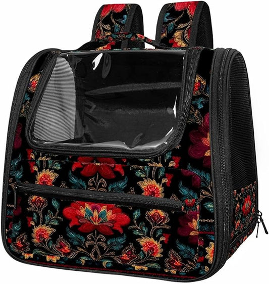 Airline Approved Soft Sided Pet Carrier, Motifs African Boho Paisley Floral (27) Pet Travel Bag for Cats & Dogs, Durable, Breathable Pet Travel Bag for Airplane, Car & Train