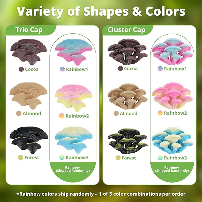 Mushroom Decor for Reptile Tank, Fish Tank, Pet-Safe Bearded Dragon Tank Accessories, Realistic Terrarium Plants for Leopard Geckos, Crested Geckos, Tree Frogs, Snakes (Almond, Trio Cap)