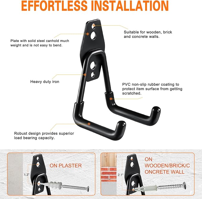 HUPBIPY Heavy Duty Garage Hooks 12 Pack, 2.8 inch Small U Shaped Hanger
