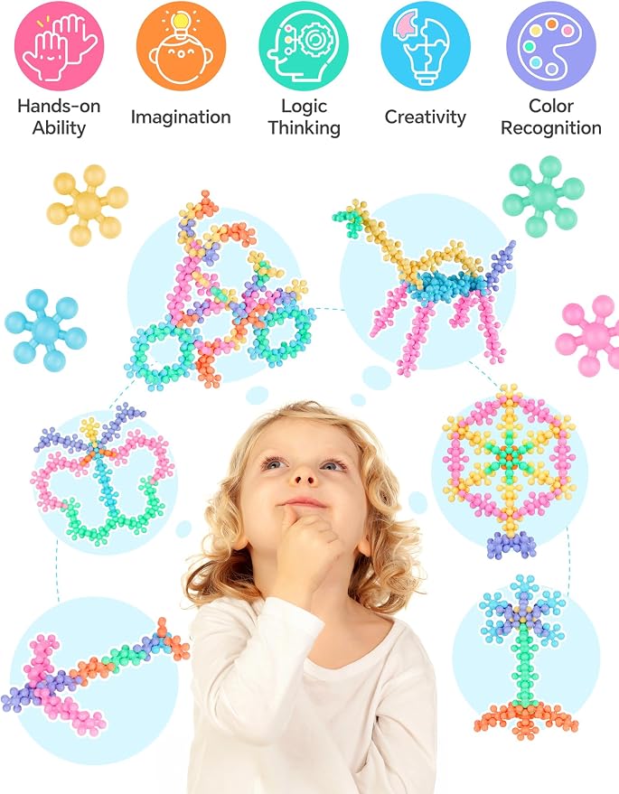 100PCS Building Blocks STEM Construction Toy, Macaron Colors | Solid Plastic Early Learning Creativity STEM Toy, Safe Material, Educational Toy for Kids