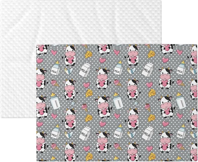 Reversible Pet Blanket for Sofa Protection Pet Comfort, Cartoon Cow Character, Double Sided Design with Cozy Nubby Nap Side and Durable Smooth Play Side