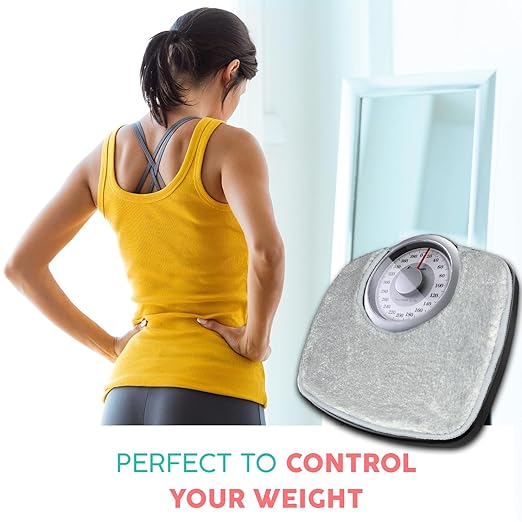 Adamson A25 Scales for Body Weight - Up to 400 LB - New - 5.3" Dial on 12.4" x 10.2" Platform - Anti-Skid Rubber Surface - Bathroom Scale Analog - Durable with 20-Year Assurance - w/Rug - Grey