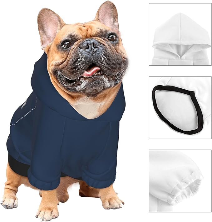 Dog Costume, Custom Dog Hoodie, Dog Name Costume Holiday Pet Pajamas Outfit, Personalized Pet Coat Costumes for Small Medium Large Dogs and Cats for Winter, Navy, S