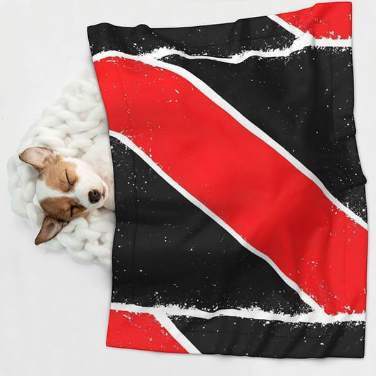 Double Sided Pet Mat for Dog Bed Topper Cat Blanket Furniture Protector, Trinidad and Tobago Flag, Reversible Plush with Tactile Dot Pattern for Style Change