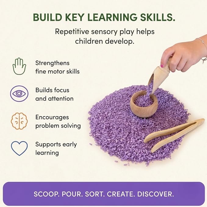 Rainbow Rice Sensory Bin Filler for Calm, Creative Play. 5 Colors, 10 Cups (4.5 lbs) Montessori Fine Motor Activity for Kids- Non-Toxic, Hand-Dyed, Sensory Toy - Made in USA by a Real Mom