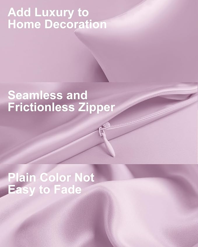 THXSILK Set of 2 100% Mulberry Silk Pillowcase for Hair and Skin Health, 22 Momme Soft and Smooth Pillowcases with Hidden Zipper, Both Sides Premium Grade 6A+ Silk, Standard 20"x26", Light Purple