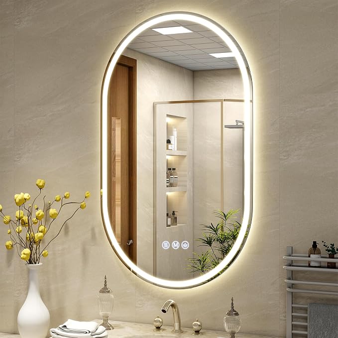 BEAUTYPEAK 48x28 LED Oval Bathroom Mirror