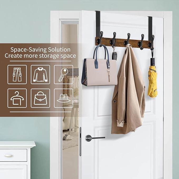 YINMIT Over The Door Hooks, Heavy Duty Over Door Hanger Hook, Over Door Towel Rack, Door Hanger, Door Coat Hanger for Hanging Towels, Clothes, Hats, Back of Bathroom Door
