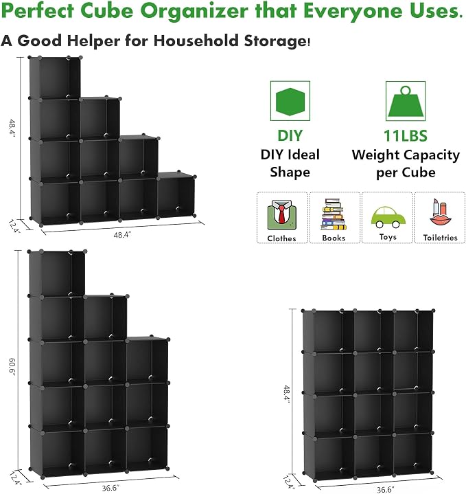 C&AHOME Cube Storage Organizer, 12-Cube Shelves Units, Closet Cabinet, DIY