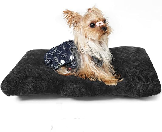 Dog Crate Mat for Dog Cages Black Dog Bed for Small Dogs 22 Inch Dog Crate Bed Washable Dog Mats for Sleeping,Up to 15 lbs Soft and Fluffy Small Dog Bed for Crate Tire Printing Black…