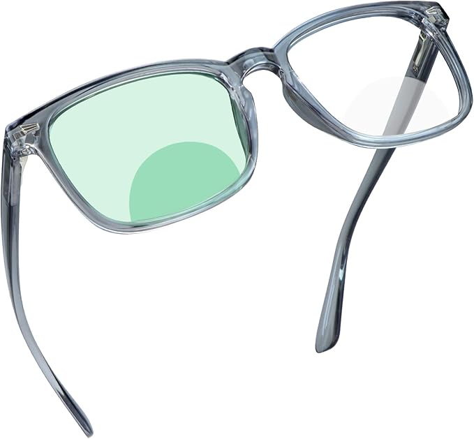 YEIN Bifocal Reading Glasses with Blue Light Blocking Lenses, Bifocal Reader for Women and Men, Vintage Square frame with Spring Hinge (+0.00/+1.75 magnification)