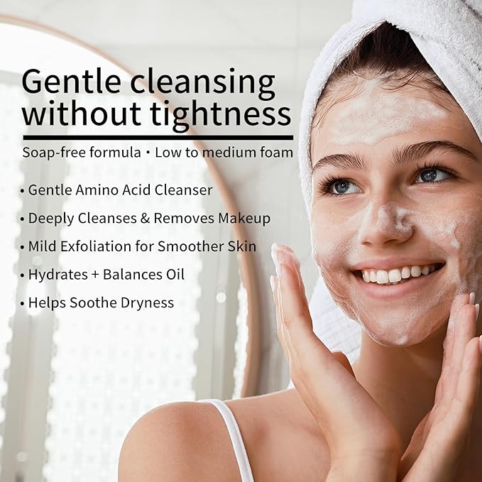 Hydrating Face Wash Foaming Facial Cleanser with Green Tea, Fragrance Free, For Normal to Dry, Sensitive, All Skin Types 10.1Fl oz