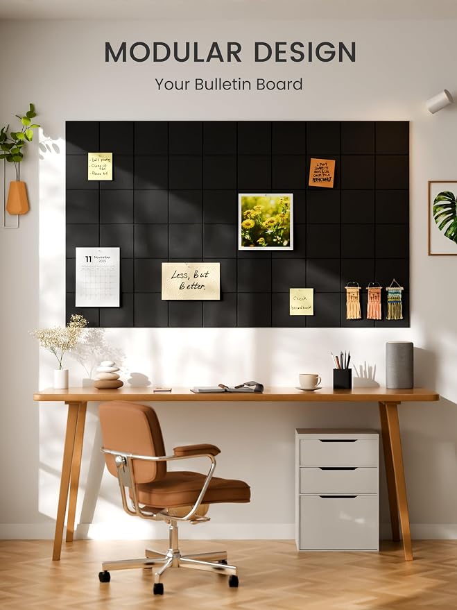 Bumusty Large Felt Bulletin Board, 30 Push Pins, 70 Adhesive Tabs