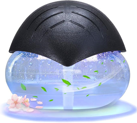 Air Freshener（Black） - for Home, Bedroom, Office and Warehouse - Essential Oil Aroma Diffuser with LED Color Night Light and Soothing Water Flow Sound - for Pets and Smokers.