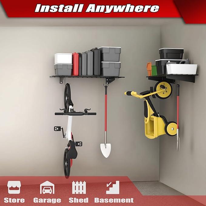 WALMANN 2 Pack Garage Wall Mount Shelves, 45x15 inch Wall Mounted Storage