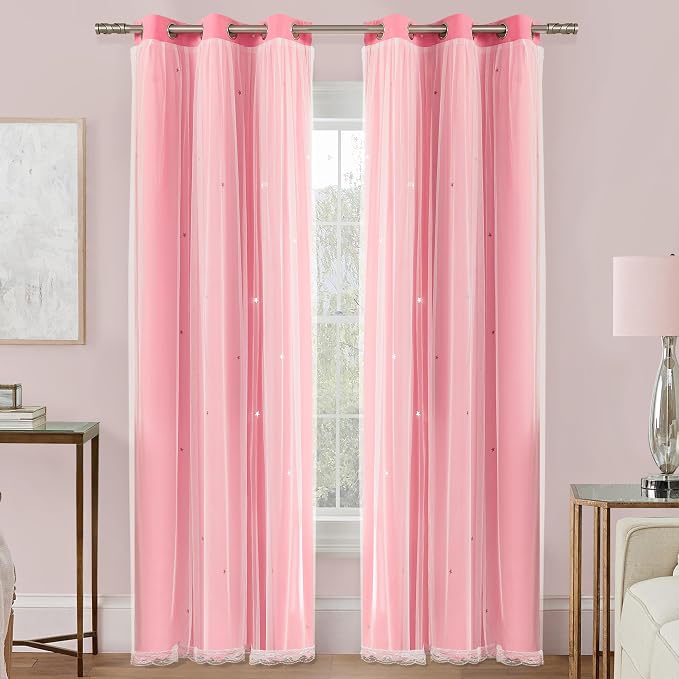 XiDi Curtains for Bedroom Decor Pink34/90/1 US