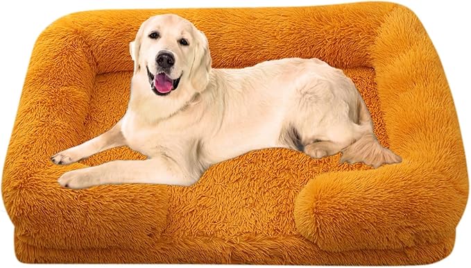 Dog Beds Large Sized dog Orthopedic, Sofa Dog Bed with Waterproof Lining and Nonskid Bottom, Rectangle Washable Dog Bed for Medium Small Dogs and Cats Comfortable ( Color : Orange , Size : 31 x 21" )