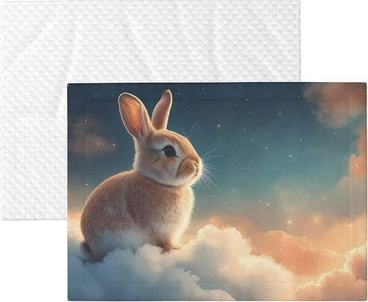 Waterproof Dog Blanket Soft Pet Blanket for Puppy Cat, Fleece Cat Throw Blankets for Furniture Bed Couch Sofa Reversible - Starry Sky Cloud Cute Rabbit