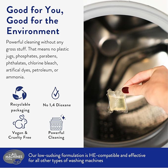 Clean People Laundry Detergent Pods - Hypoallergenic Laundry Pods - Ultra Concentrated, Recyclable Packaging, Stain Fighting - Sweet Petals, 192 Pack