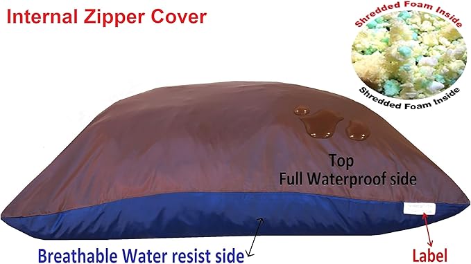 Dogbed4less Shredded Memory Foam Pillow Dog Bed with Waterproof Liner and Machine Washable Cover (Brown Microsuede, Medium 36"X29")