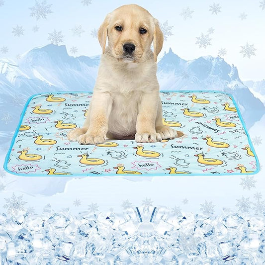 SEIS Dog Ice Pad Ice Silk Cats Kennel Mat Pet Cooling Pad Summer Cool Bamboo Mat Breathable Pad (Duck, M)