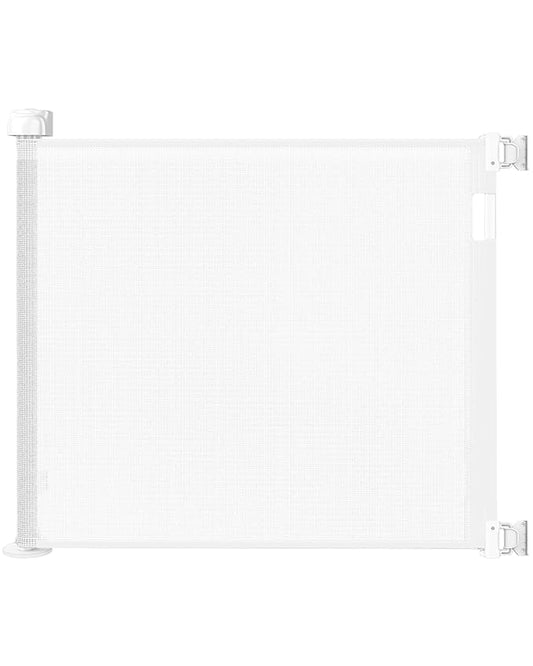 Retractable Baby Gate for Doorways and Stairs, Mesh Safety Gate for Pet, Indoor & Outdoor Use, One-Hand Operation, Easy Installation, 33.6" Tall, Expands to 71" Wide（White,33.6"x71"）