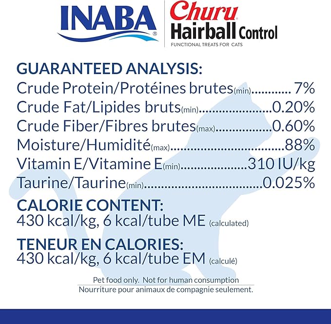 INABA Churu for Cats, Functional, Creamy Lickable Purée Cat Treat for Hairball Control, 0.5 Ounces Each, 48 Tubes (4 per Pack), 2 Flavor Tuna and Chicken Variety Pack