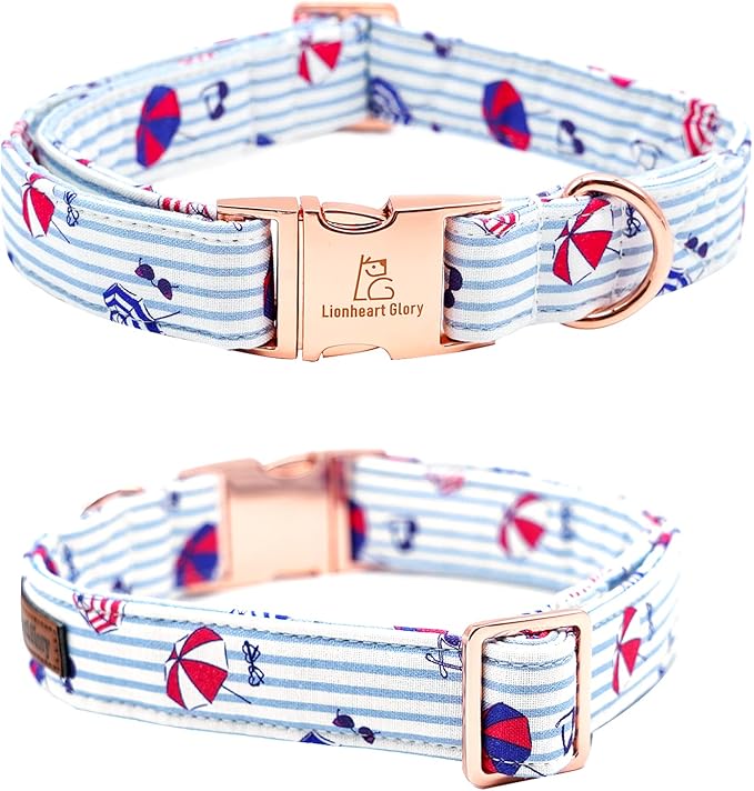 Lionheart glory Dog Collar with Bow, Summer Stripe Boy Dog Bowtie Collar, Cute Pet Collar Gift for Small Dog
