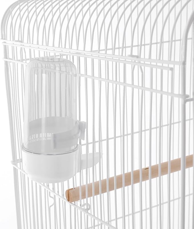 Bird Cage with Universal Wheels, Freestanding Parakeet Birdcage, Large Iron Flight Bird Cages 360° Full Hollow Design Pigeons Parrot, 18x15x54 Inch, with Feeding Bowls, Waterer (White)