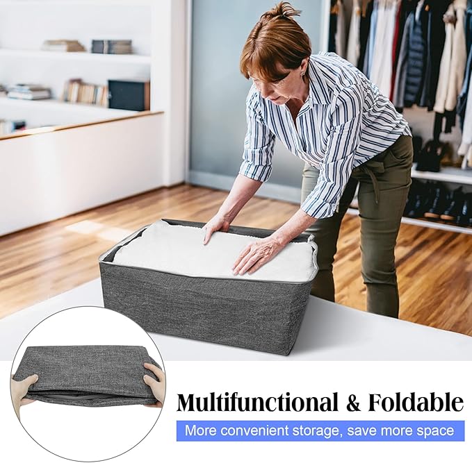 2Pack 105L Extra Large Storage Bags, Folding Comforter Blanket Storage Bags Closet Organizers and Storage Containers with Strong Handles&Zippers Clear Window for Clothes Bedding Pillow, Black
