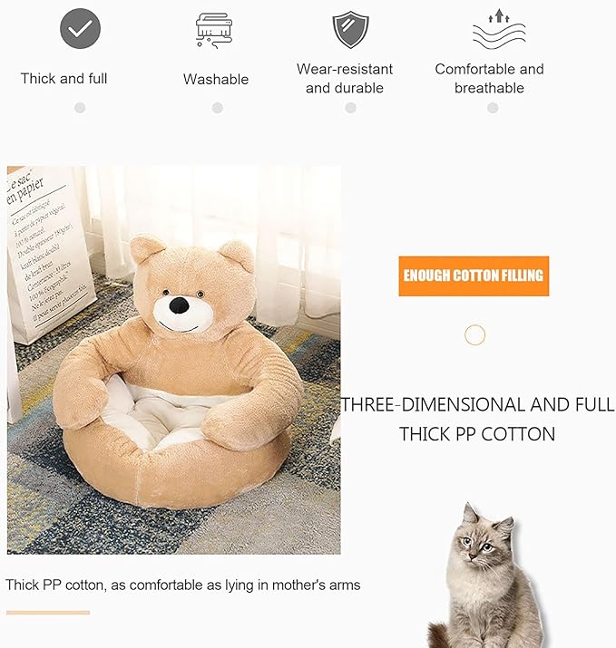 Dog Sofas & Chairs, pet Shape Sofa, Slip Resistant Dog cat Furniture, Adorable Bear Shaped Pet Sofa Bed, Washable Dog cat Couch, Plush Soft Couch for Dogs and Cats L(bottomDiameter55cm) Grey