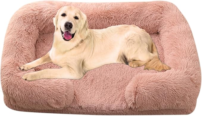 Dog Beds Large Sized dog Orthopedic, Sofa Dog Bed with Waterproof Lining and Nonskid Bottom, Rectangle Washable Dog Bed for Medium Small Dogs and Cats Comfortable ( Color : Pink1 , Size : 43 x 27" )