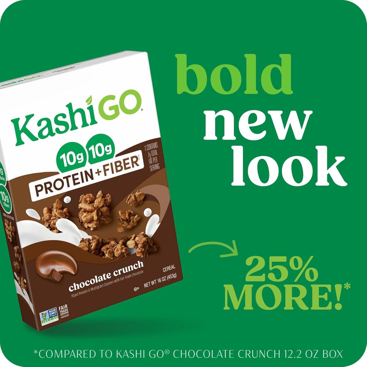 Kashi GO Protein Cereal, 10g Protein, 10g Fiber, Chocolate Crunch, 16oz Box (1 Box)