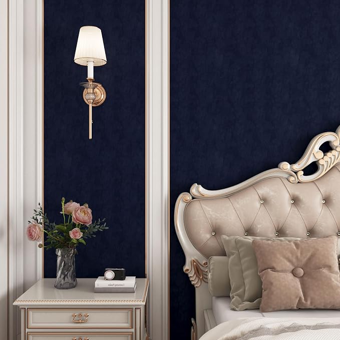 YENHOME 30"X393" Self Adhesive Blue Felt Fabric Wallpaper Peel and Stick Blue