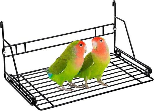 Okllen Bird Perch Stand, Bird Cage Platform Wire Patio Sundeck Playground for Parrots Cockatiels and Small Birds, 12" Lx8 W