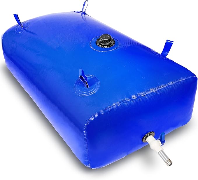 400 L/100 Gal Water Bladder Tank, Foldable Portable Water Storage Container, Emergency Water Bag for RV, Truck Bed, Fire Prevention, Drought Resistance, Blue