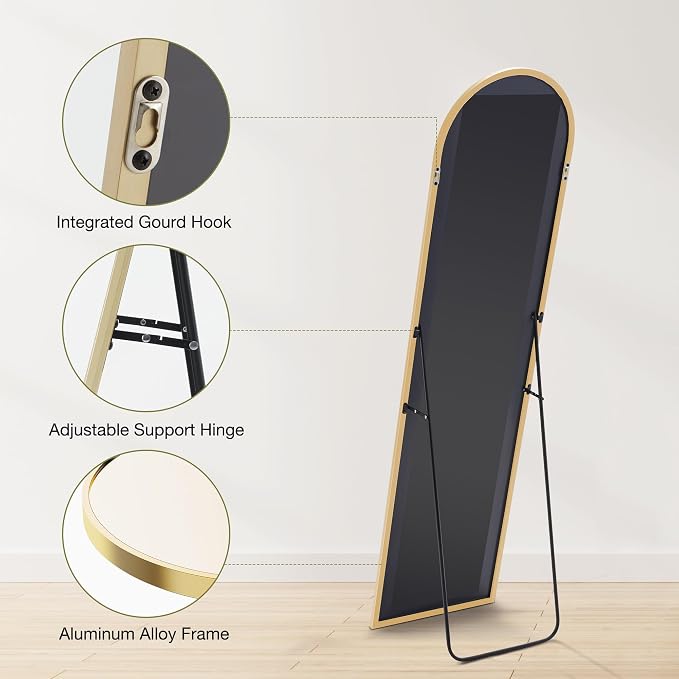 Sweetcrispy 59"x16" Arched Full Length Mirror, Leaning or Standing Full Body
