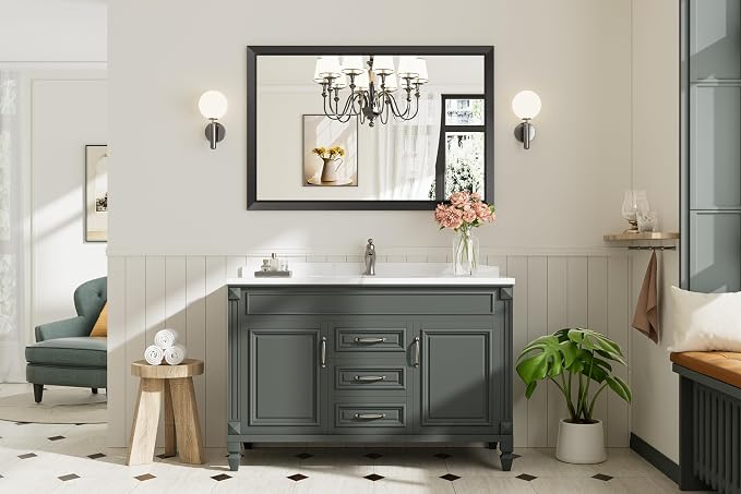 Briivue 48x32 Inch Black Bathroom Mirror