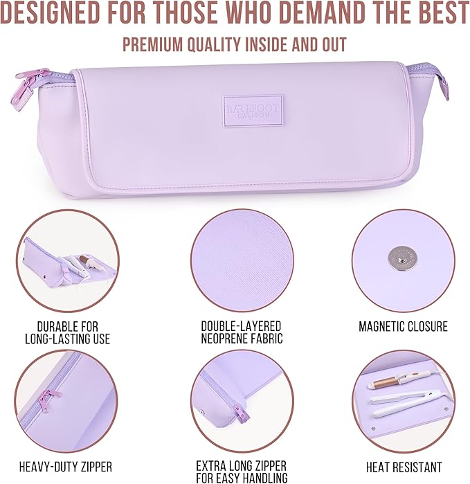 BAREFOOT CARIBOU Hair Tools Travel Bag and Heat Resistant Mat for Flat Irons, Straighteners, Curling Iron, and Haircare Accessories, 2-in-1 design, with Interior Pockets, Portable Organizer