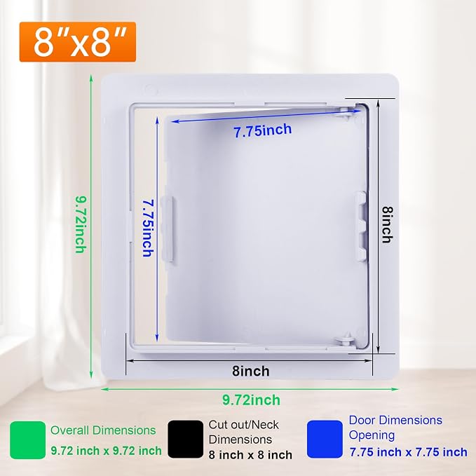 Suteck Plastic Access Panel for Drywall Ceiling 8 x 8 Inch Reinforced Plumbing