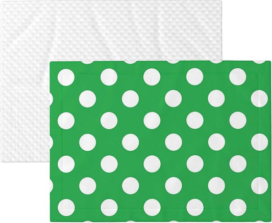 Waterproof Dog Blanket Soft Pet Blanket for Puppy Cat, Fleece Cat Throw Blankets for Furniture Bed Couch Sofa Reversible - Green and White Polka Dot