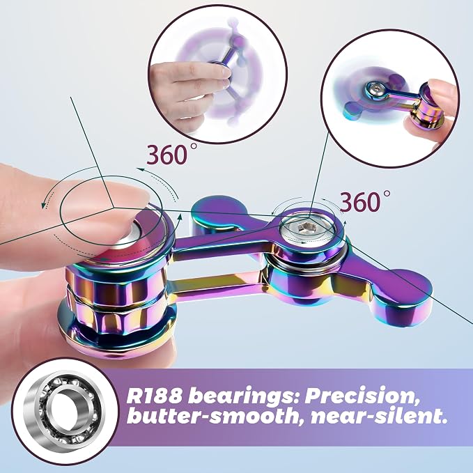 Fidget Spinner Toys for Adults Teen Boy, Metal Silent Figette Office Desk Toy Quiet Cool Gadgets Stuff Gifts for Teen Kid Anxiety Stress Relief Sensory ADHD Teacher Must Have