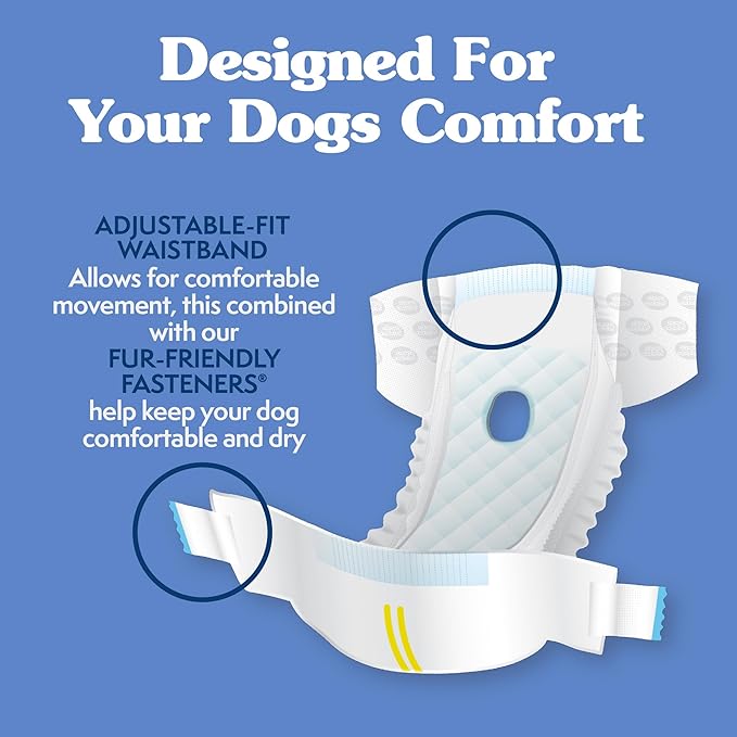 Simple Solution Dog Diapers Female, Dog Diapers, Potty Training, Super Absorbent, Breathable, Wetness Indicator for Urination, 22-37 Inch Waist, (XXL,), 30 Count (Pack of 12)