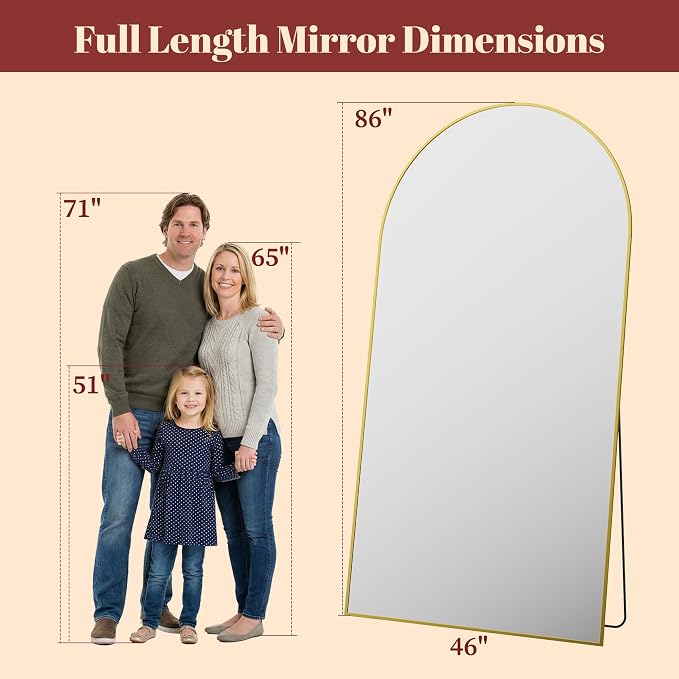 Suidia 86"x46" Arched Full Length Mirror