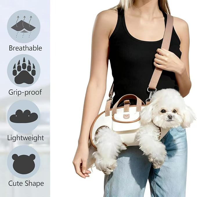Portable Small Dog & Cat Pet Carrier Sling & Backpack for Small Dogs & Cats & Puppy, Dog & Pet Purse Bag Carrier Sling for Small Dogs with Dog Traction Leash, Crossbody Sling Carriers (Black M)