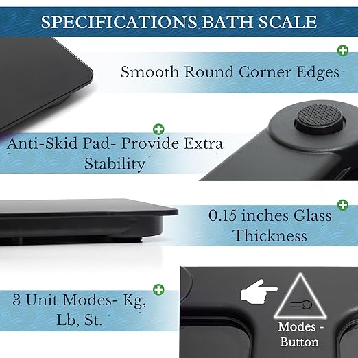 Moss & Stone Digital Body Weight Bathroom Scale Smart Scale Step-on Technology with Easy Read LCD, Up to 400 Pounds Perfect Digital Home Scale,10 Inch Black Highly Accurate Scale for Body Weight
